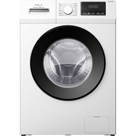 Masina de spalat rufe Tesla WF101460T, 10 kg, 1400 RPM, Clasa A, BLDC Inverter, 16 programe, Smart Wash, Drum Clean, Honeycomb Drum, Delay Start, Adaugare rufe, LED alb, Alb